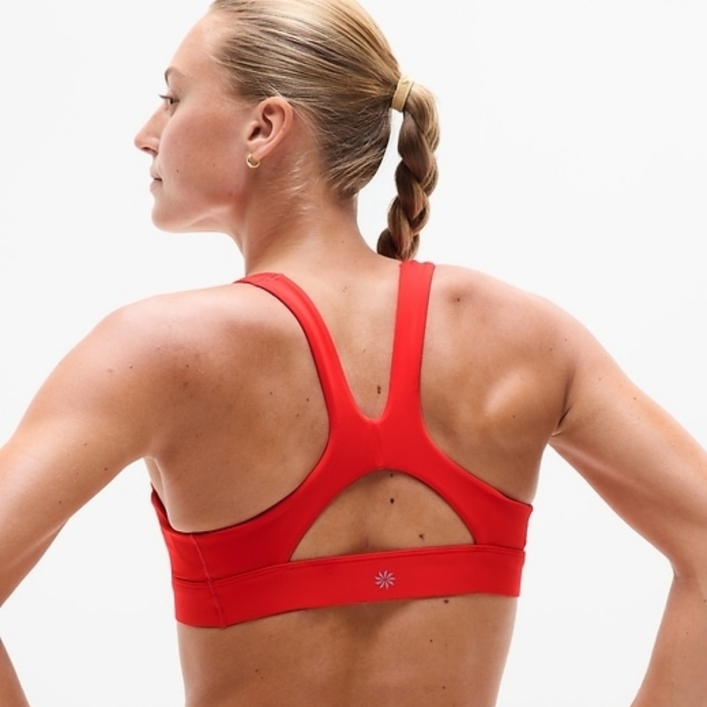 Athleta Women's Red Interval Sports Bra Sz M